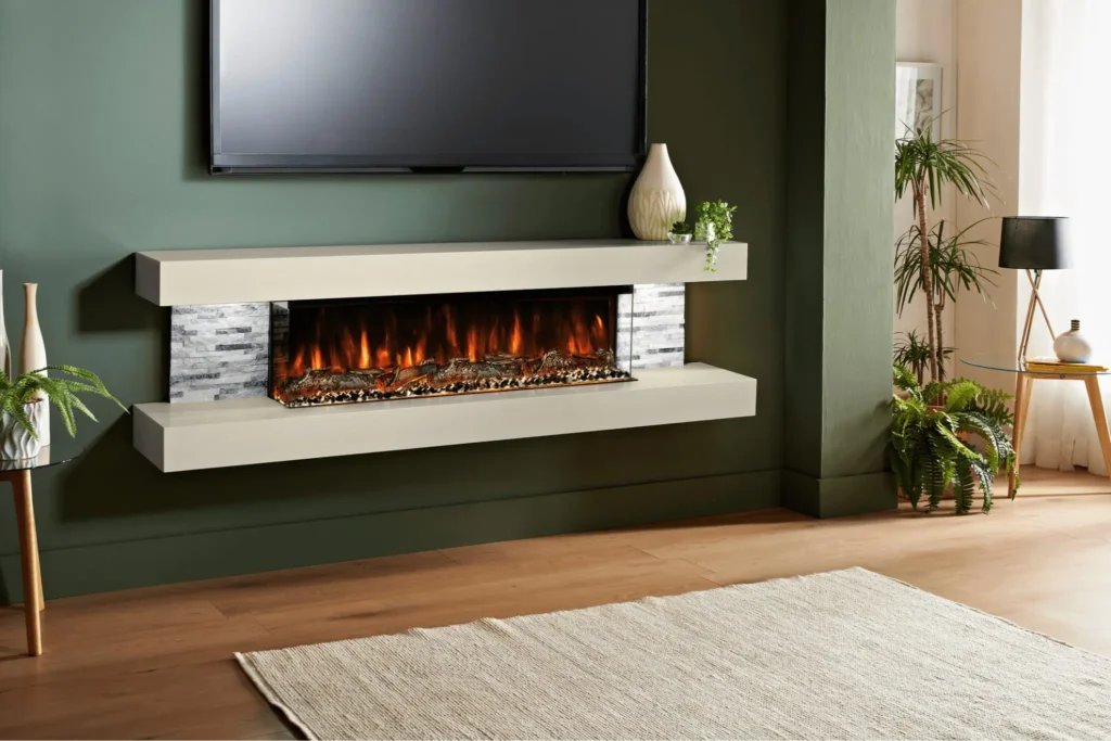 Cream Walls and Fireplace