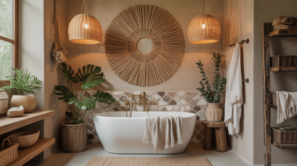 Textured Wall and Statement Light Fixture