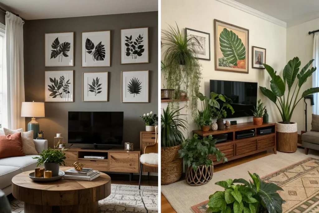 Boho TV Wall with Natural Materials