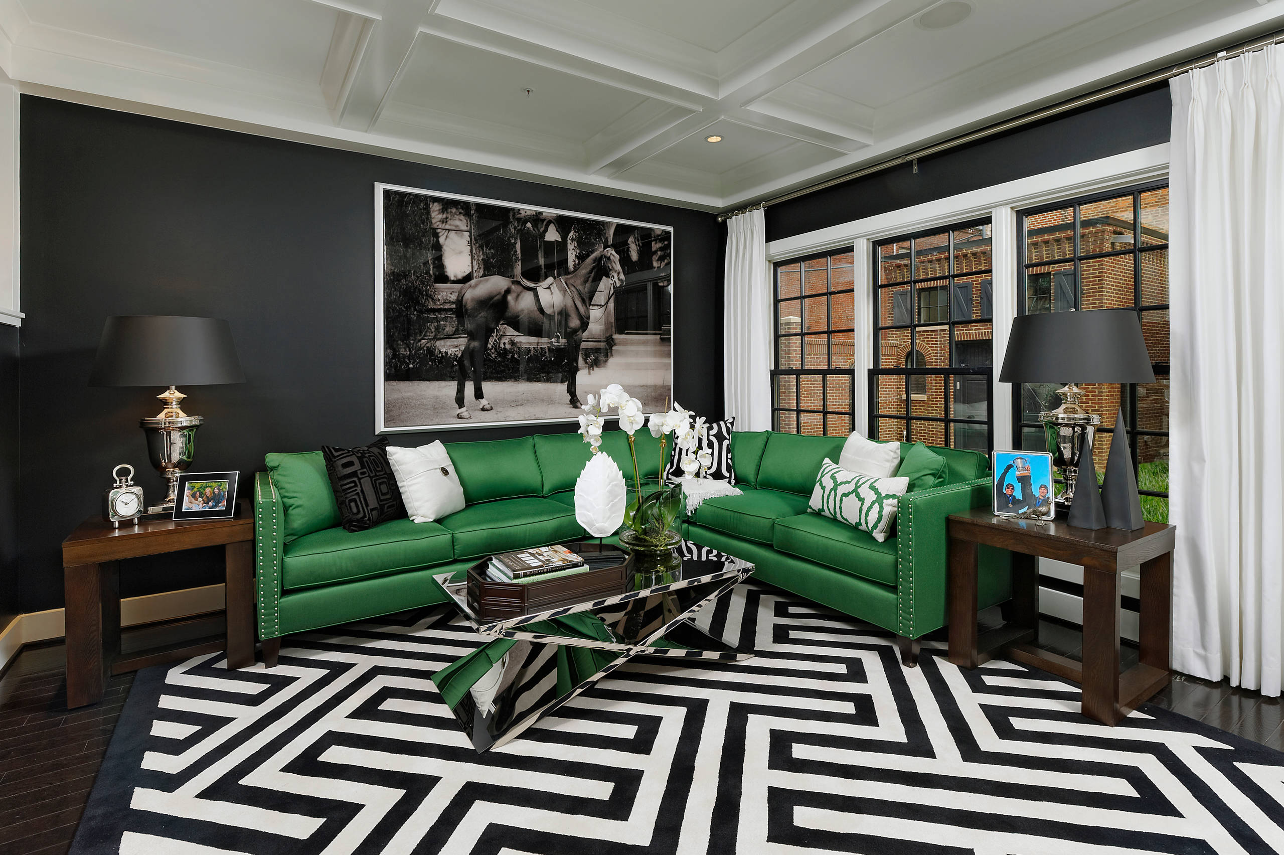 Chic Black Green Living Room Ideas