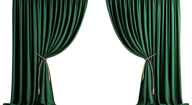 Green Velvet Curtains & Black Trim
