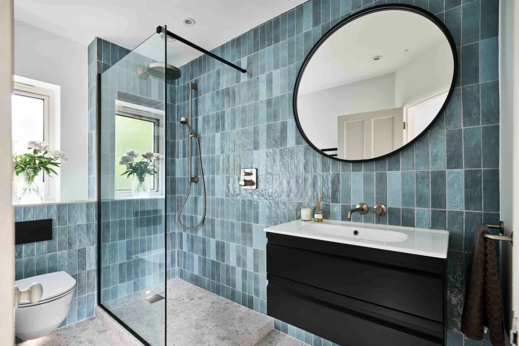 Modern Terrazzo & Teal Bathroom