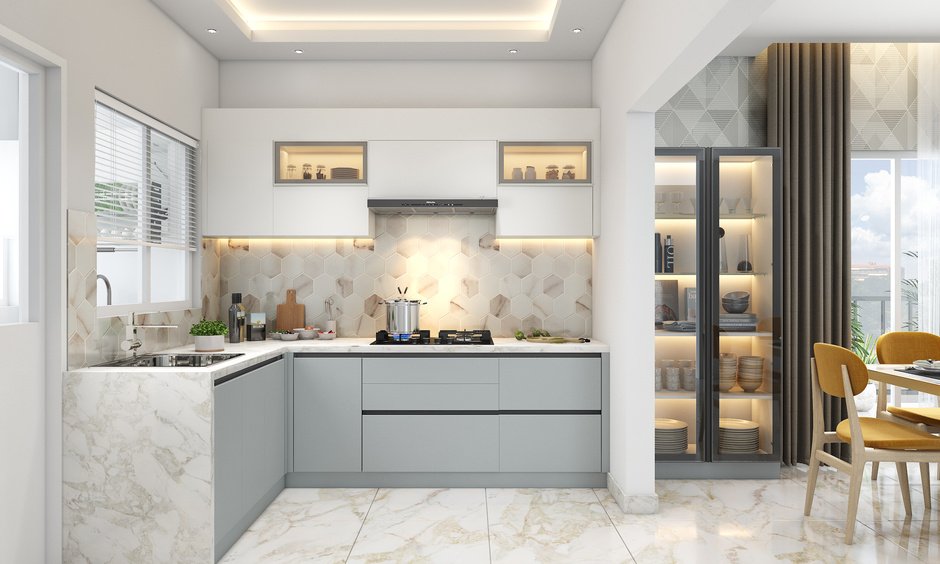 Warm Grays and Textured Tiles kitchen
