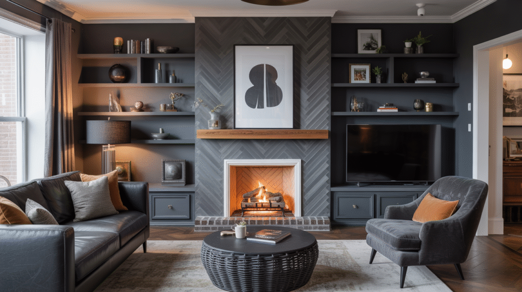 Charcoal Herringbone Elegance
