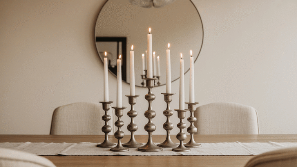 Aged Bronze Candle Holders