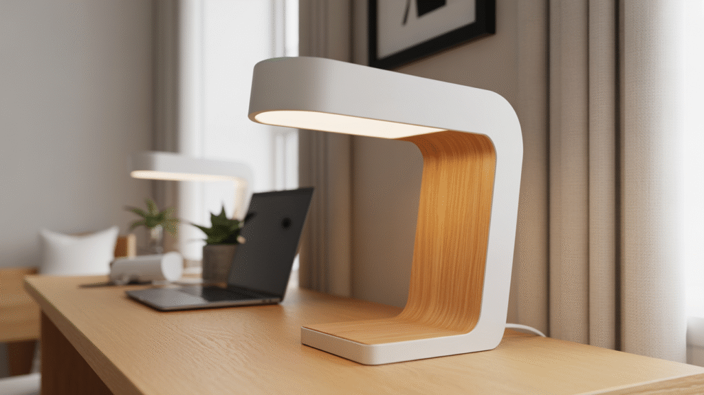 Stylish Desk Lamp With Wooden Base