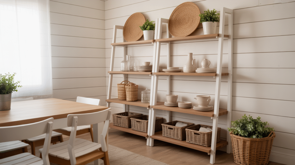 Rustic White Ladder Shelf