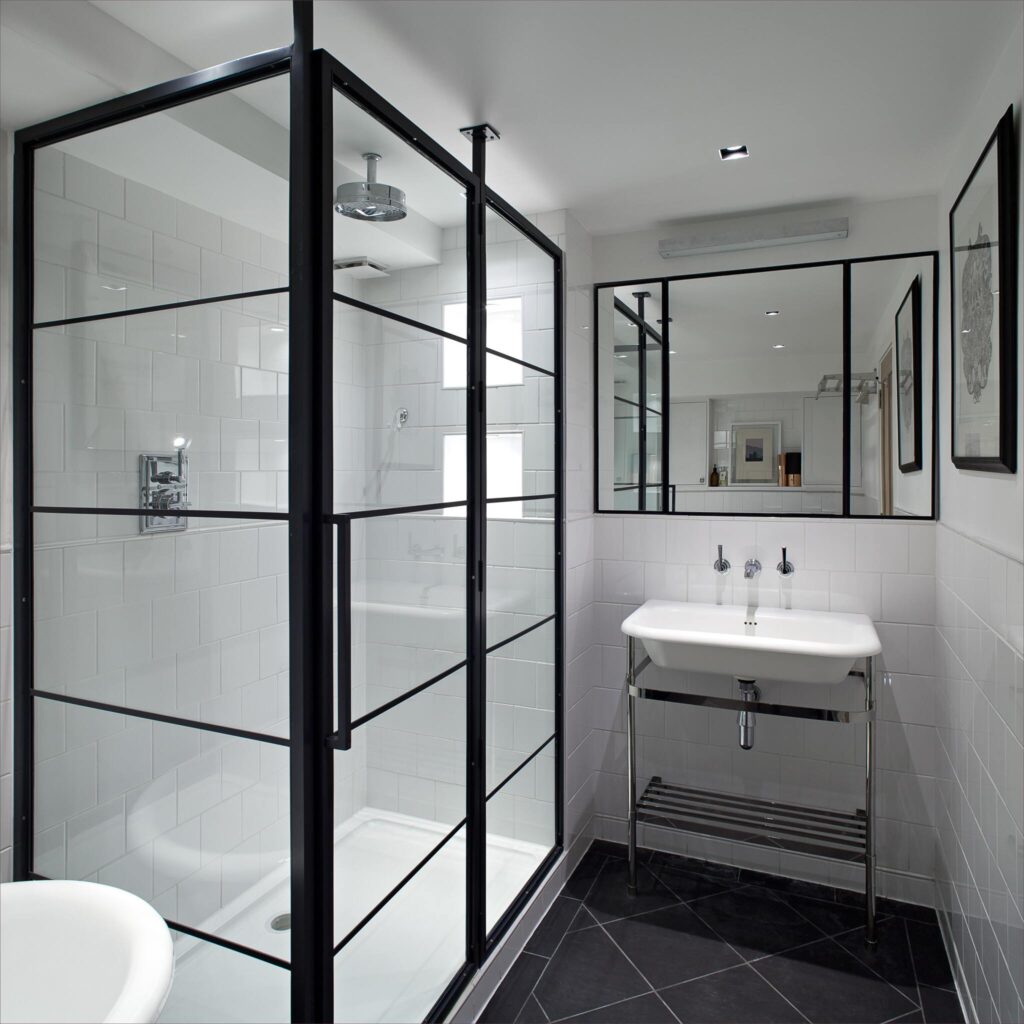 Black-Framed Glass Shower