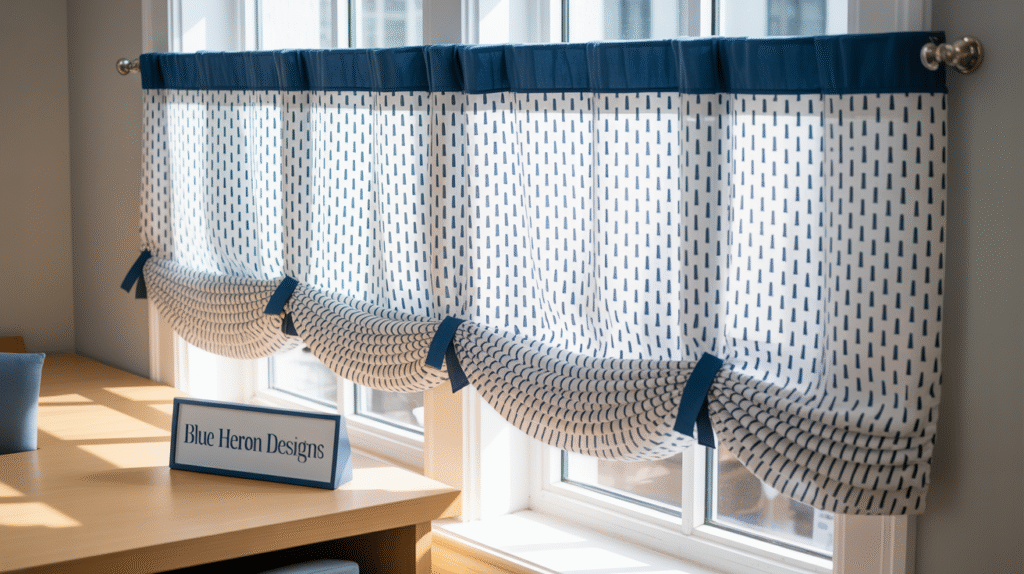 Blue and White Window Valance