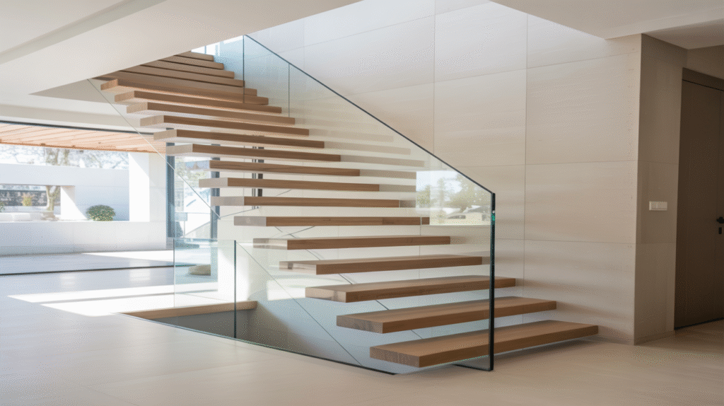 Contemporary Floating Wood & Glass