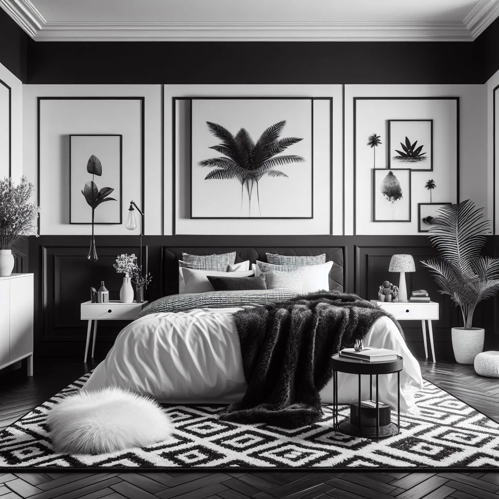 Geometric Black Rug