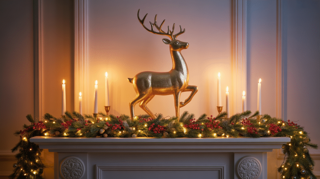 Golden Reindeer Statue