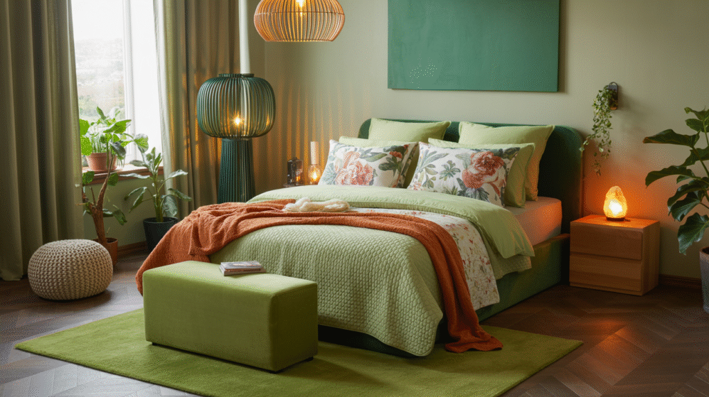 Green Floral Pillowcase