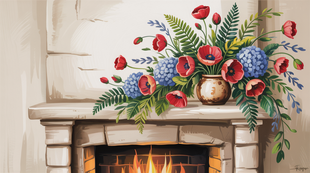 Hand-Painted Floral Artwork