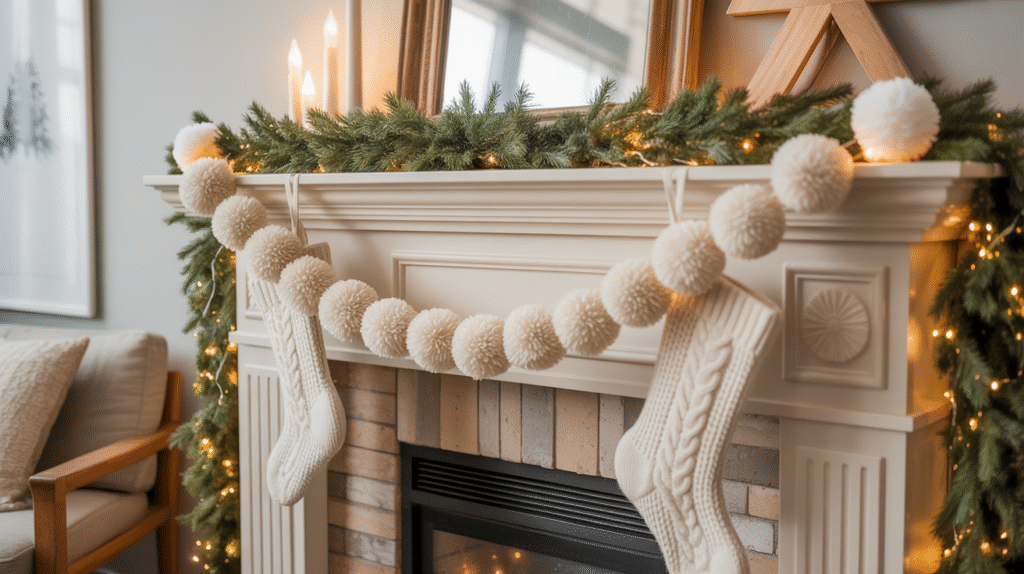 Ivory Wool Pom-Pom Garland