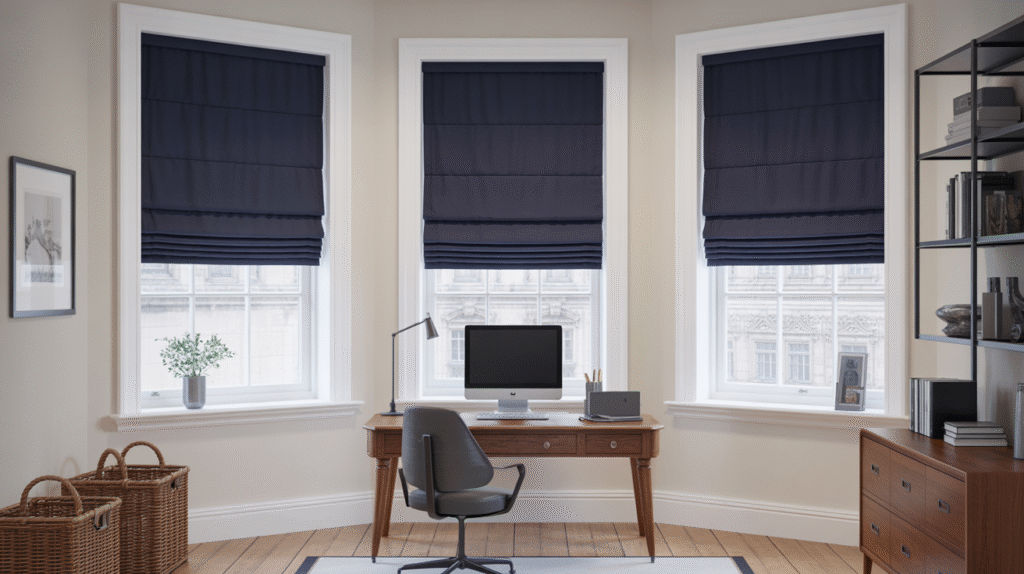 Navy Blue Roman Blinds