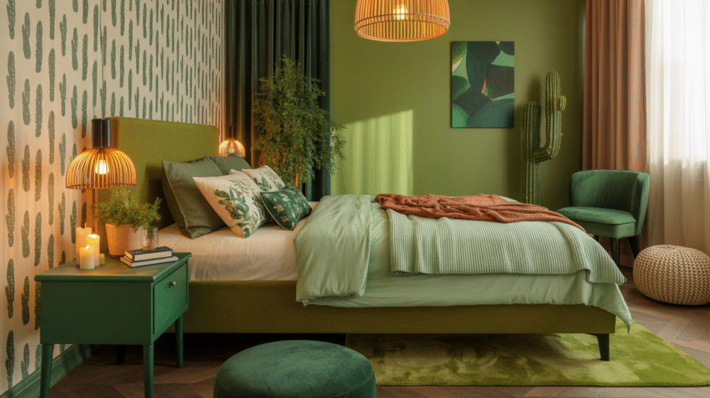  Pine Green Bedside Table