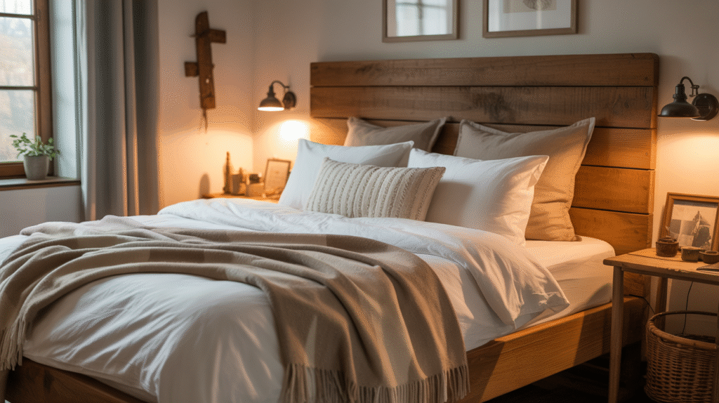  Rustic Wooden Headboard