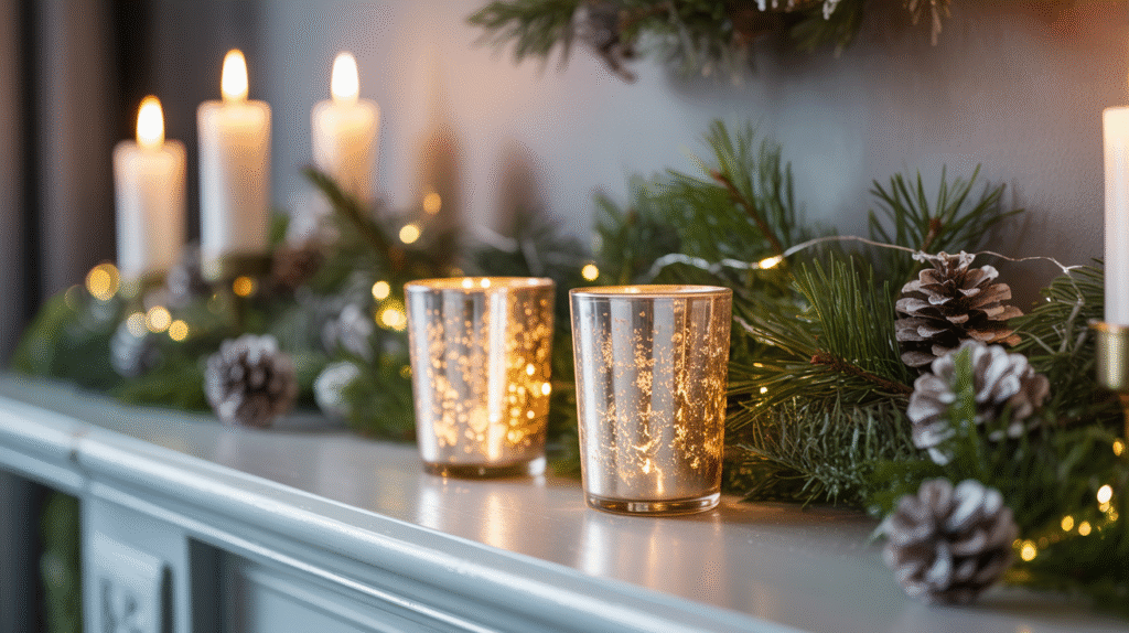 Silver Mercury Glass Votives: Shimmering Candles for Warmth