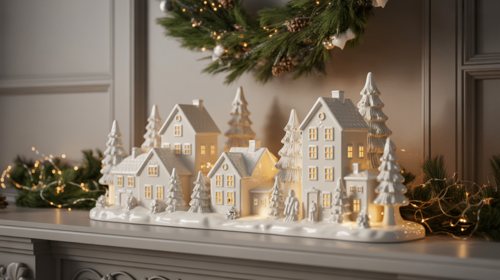 White Ceramic Christmas Village