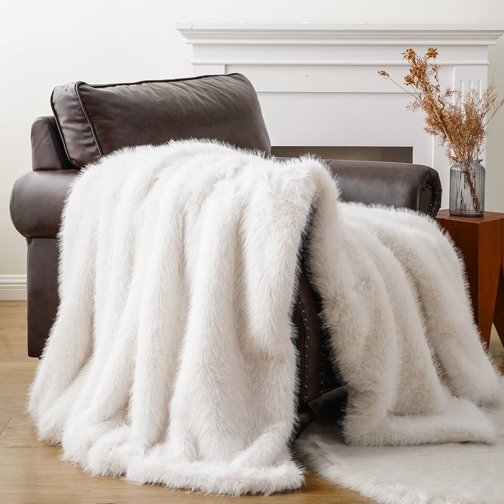 White Faux Fur Throw Blanket