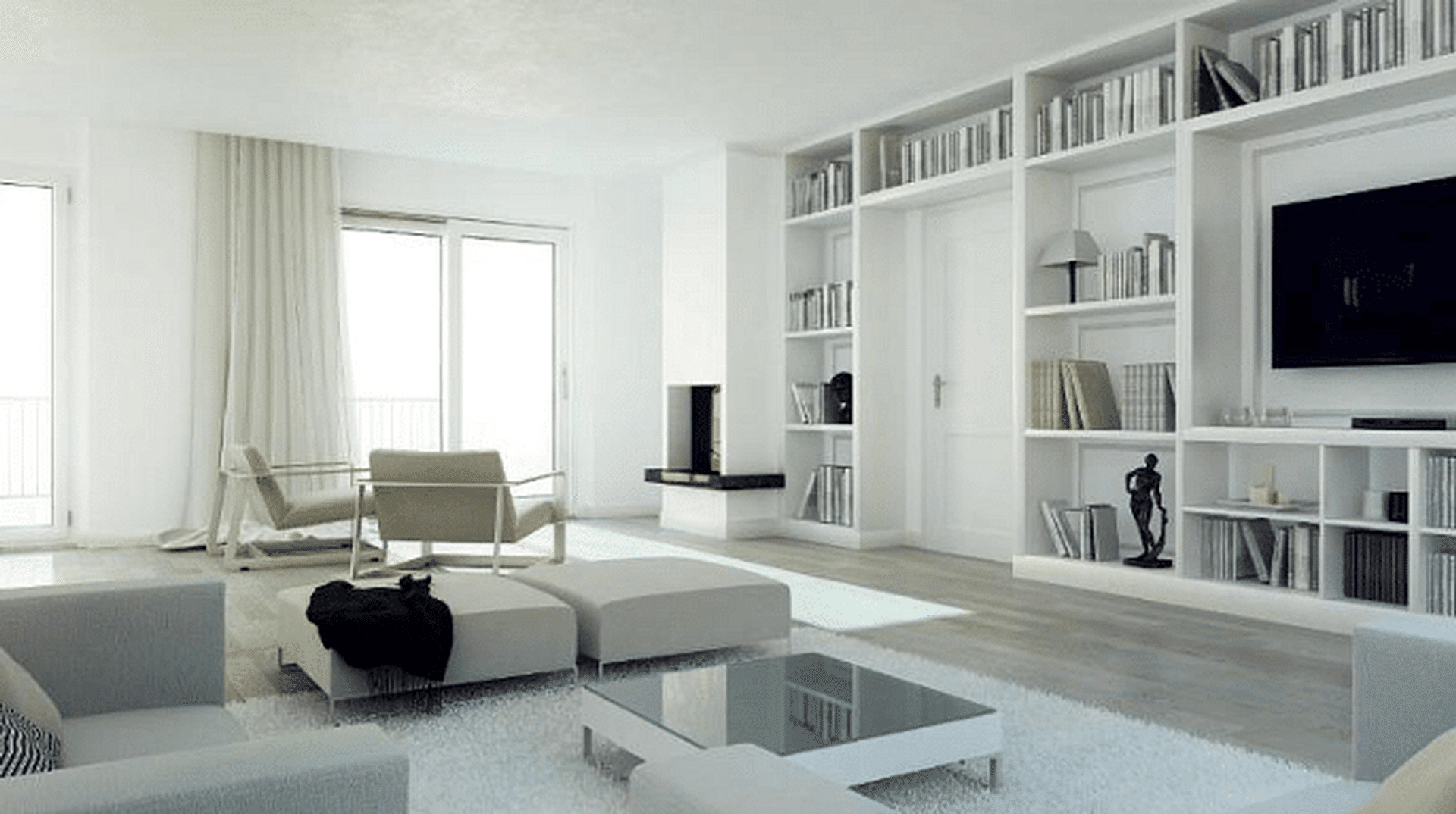 White Floor-to-Ceiling Bookshelf