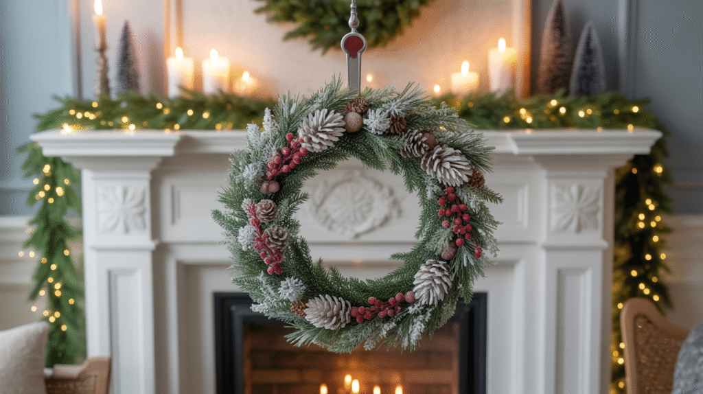 Wintry Wreath Hanger: A Festive Focal Point