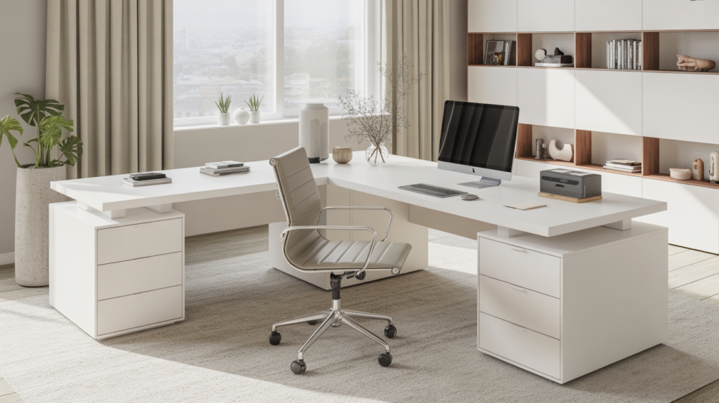 White U-Shaped Desk