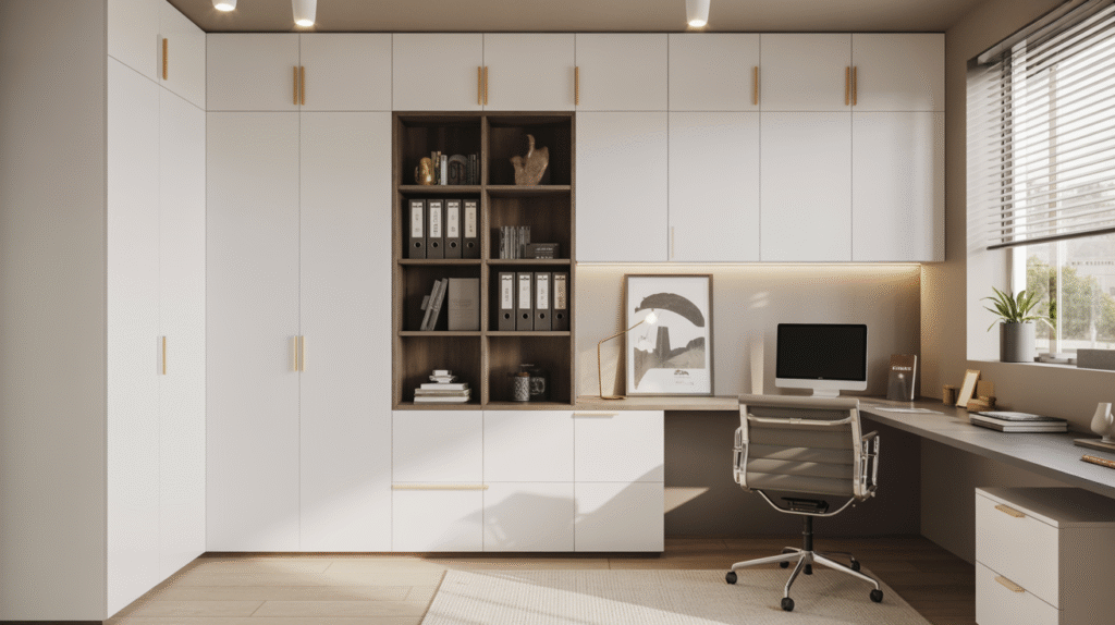 White Integrated File Cabinet