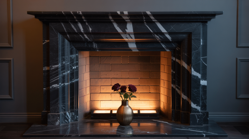 Backlit Marble Fireplace