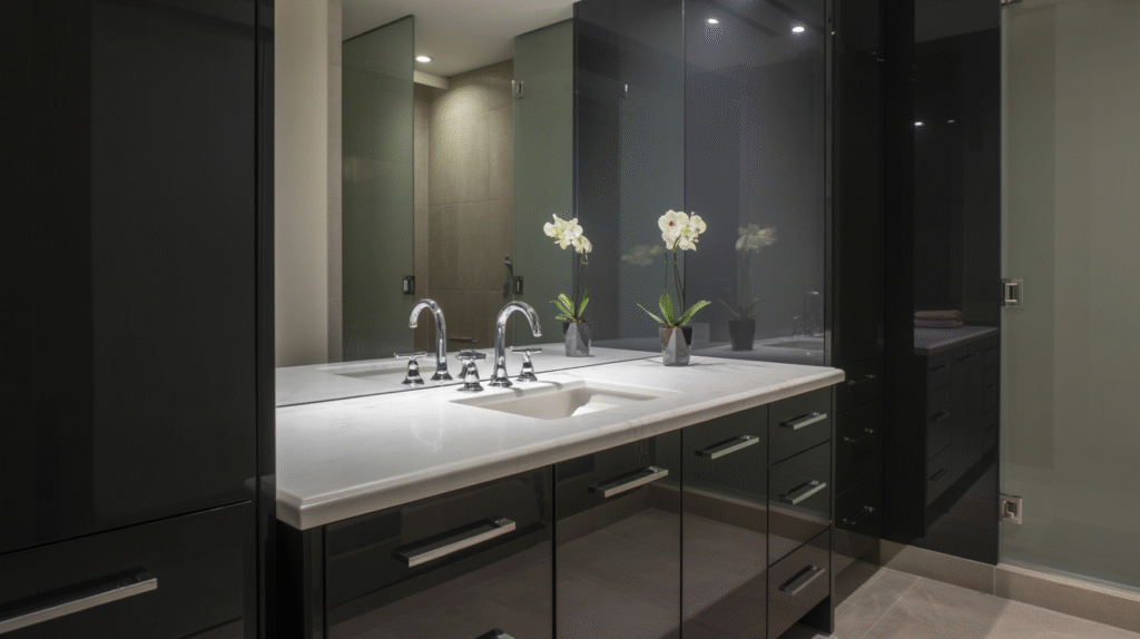 High-Gloss Black Cabinetry