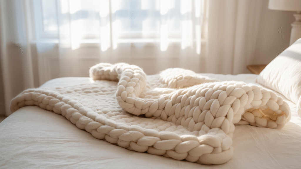 White Knitted Throw