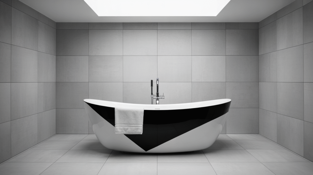 Freestanding Bathtub in Monochrome Style