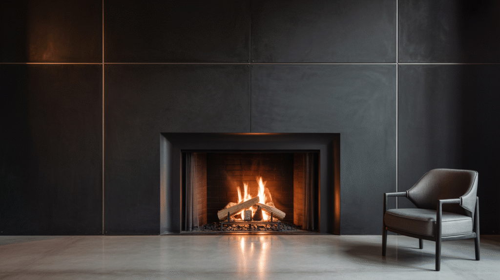 Black Panel Fireplace
