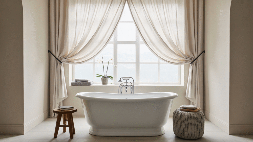 White Curtains with Black Rods