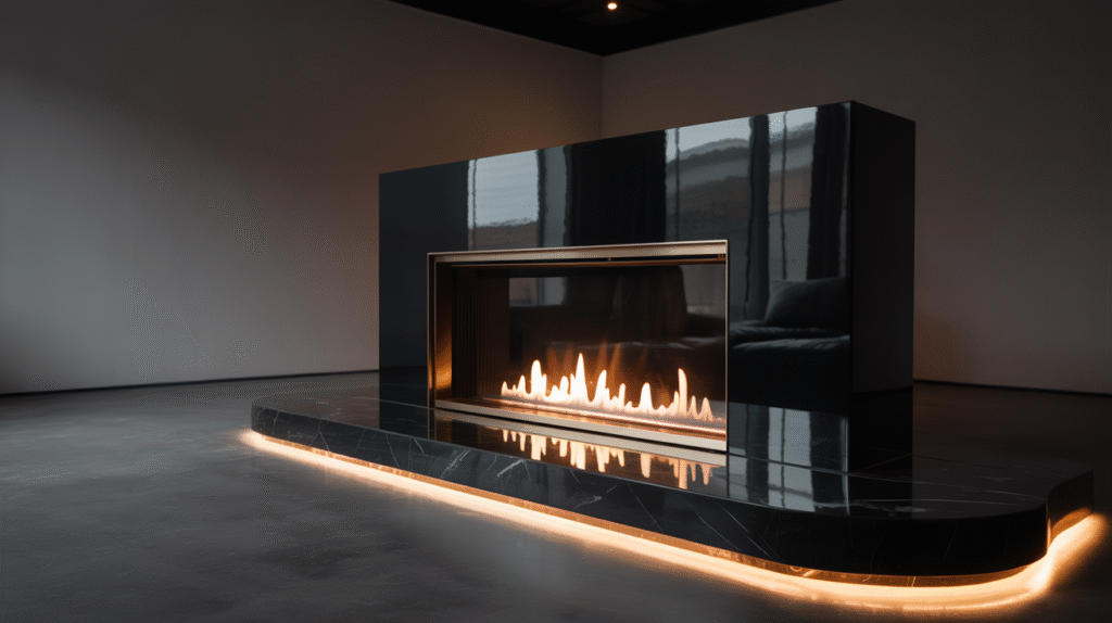 Black Glass Fireplace