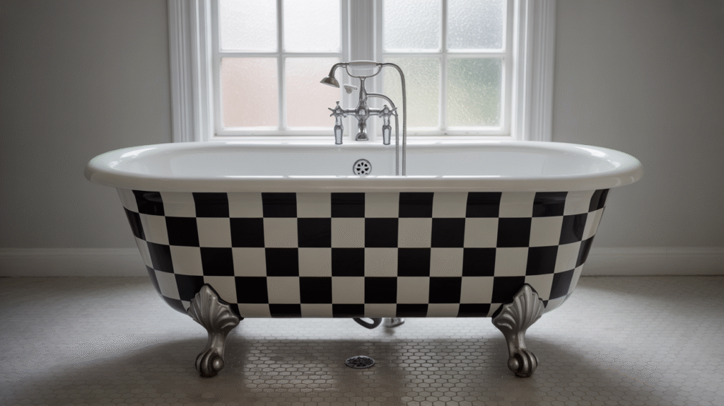 Vintage Clawfoot Tub in Black and White