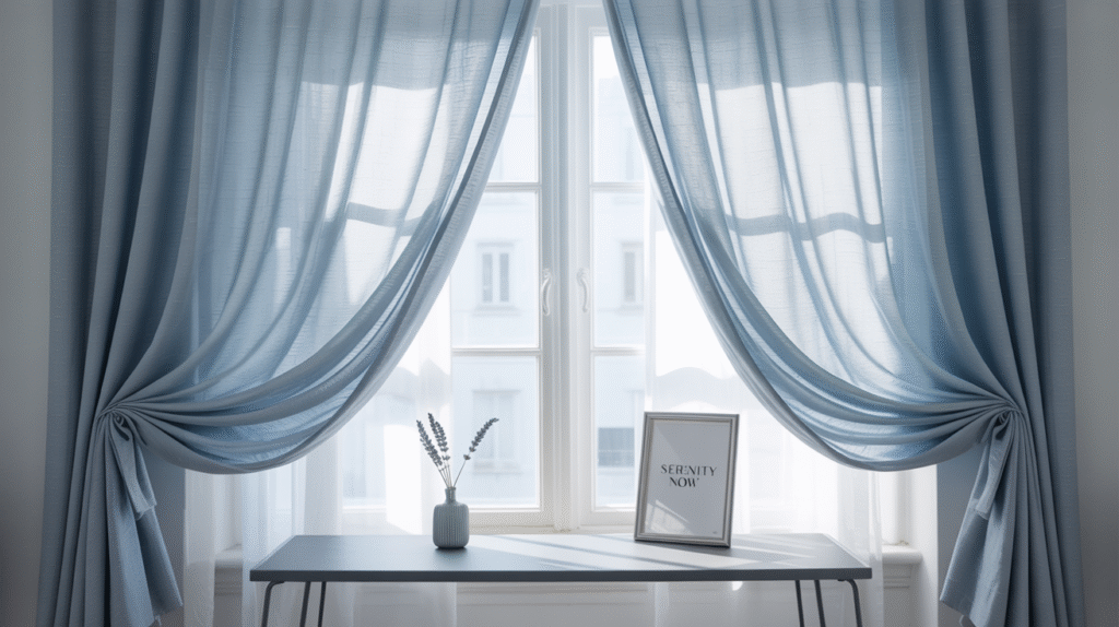 Soft Blue Window Curtains