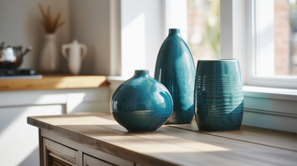 Teal Ceramic Vases
