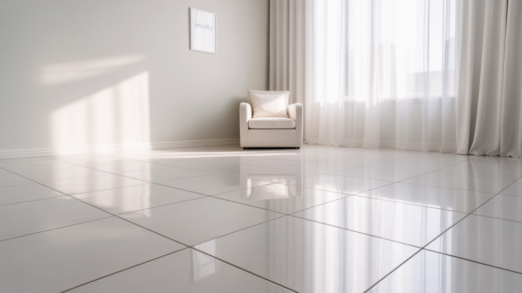 Glossy White Floor Tiles