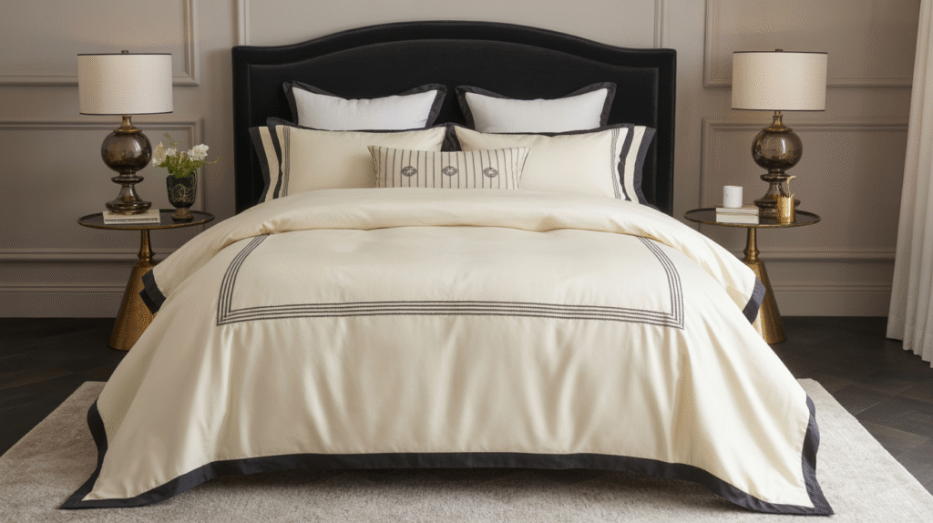 Ivory Duvet with Black Trim