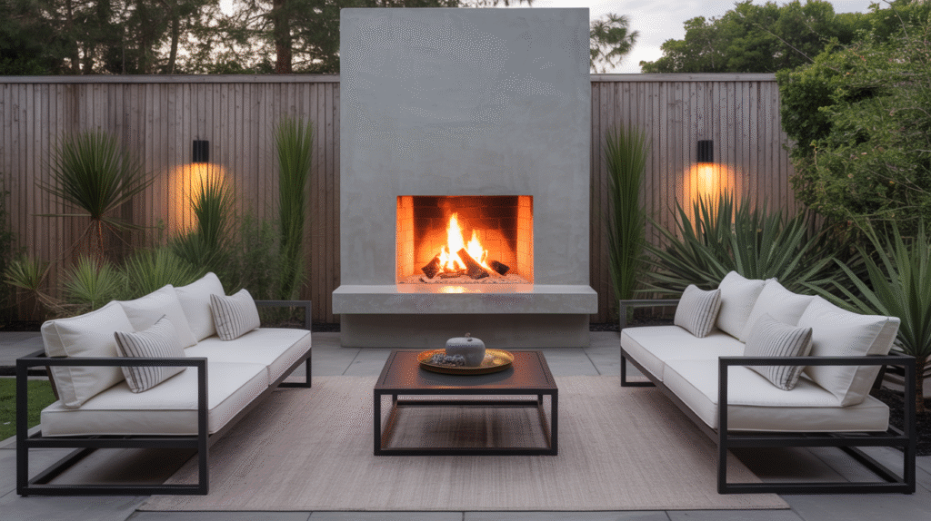 Modern Concrete Fireplace