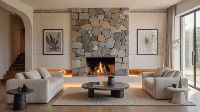 25 Modern Stone Fireplace Ideas for Sleek and Stylish Living Rooms