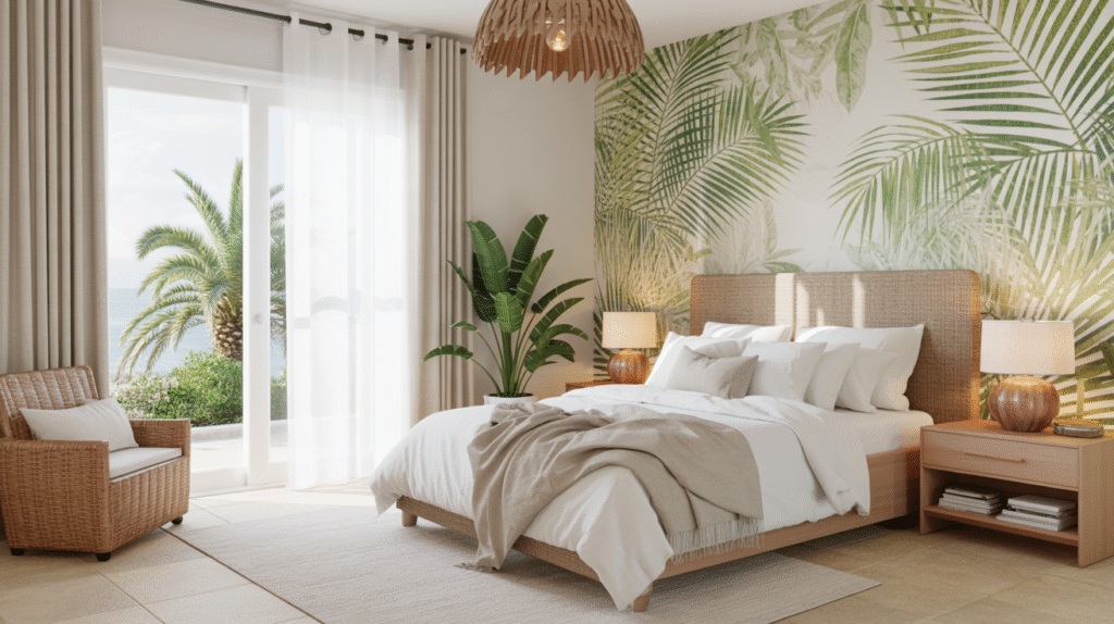 A Tropical Touch with Palm Leaf Wallpaper