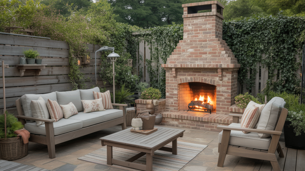  Rustic Brick Outdoor Fireplace