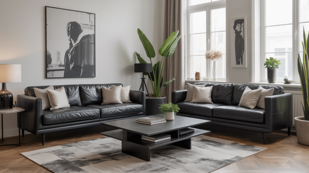 Sleek Black Sofas