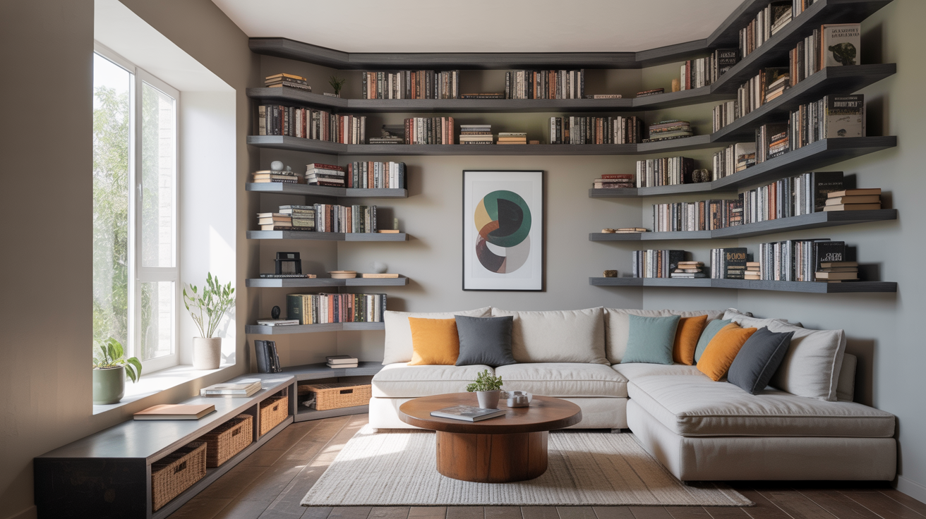 18 Corner Bookshelf Ideas to Maximize Awkward Spaces