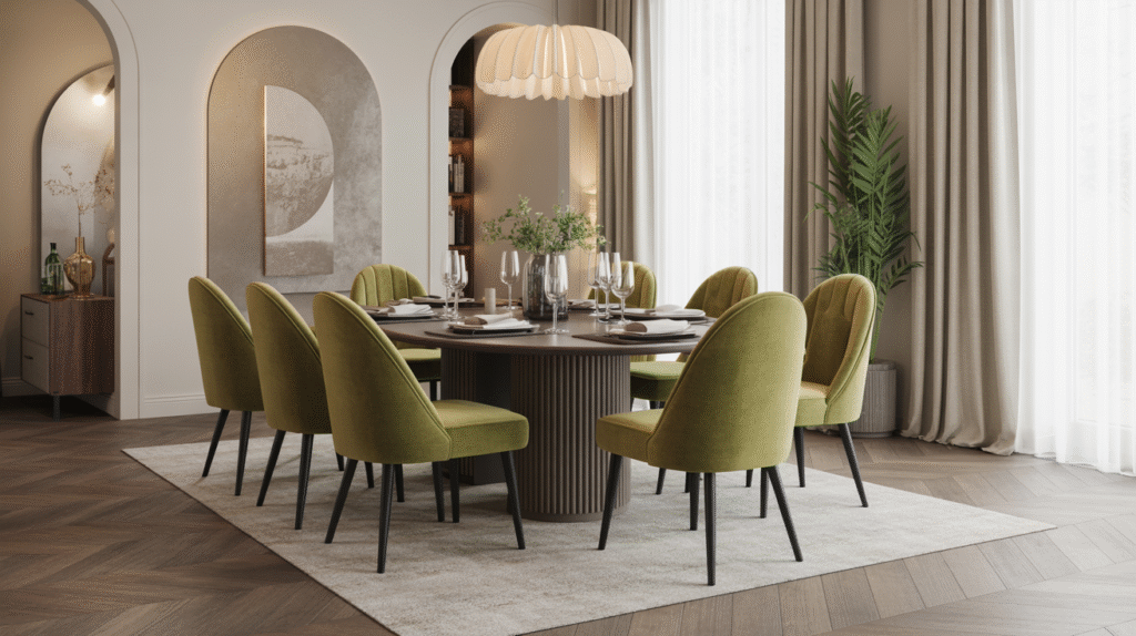 Mossy Velvet Dining Chairs