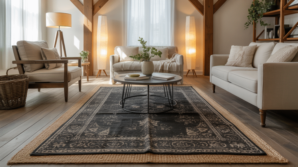 Black Farmhouse Rug: The Anchor Piece