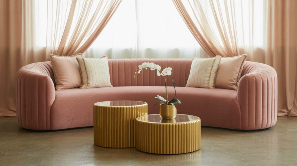 Blush Velvet Sofa